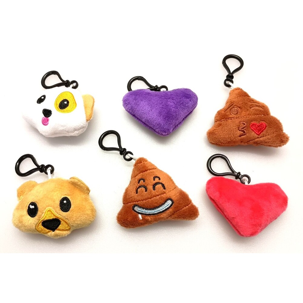 New Set of 6 Styles Emoticon EMOJI Clip On Key Chain Bag Pendant POOP gift